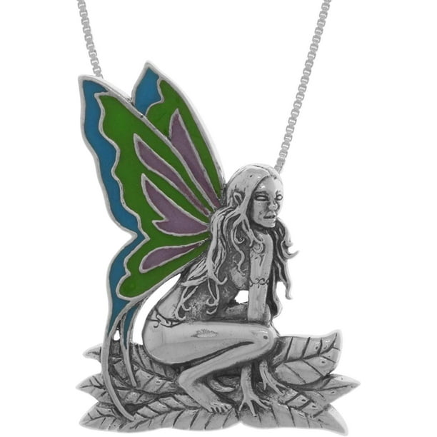 Jewelry Trends Sterling Silver Guardian Fairy on Crescent Moon Pendant Jewelry Trends Sterling Silver Guardian Fairy on Crescent Moon Pendant